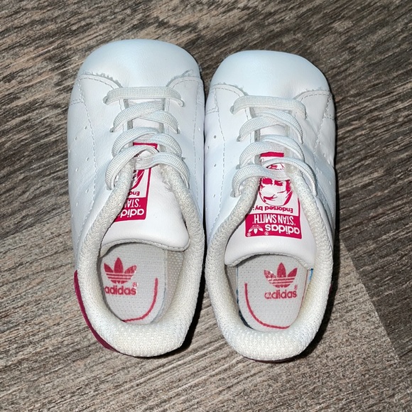 3K Adidas Stan Smith Baby Girl White/Pink Shoes - Picture 5 of 13